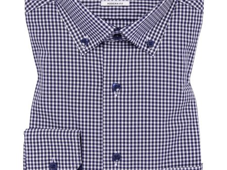 ETERNA - Chemise manches longues vichy Modern Fit - Marine Blanc Online Hot Sale