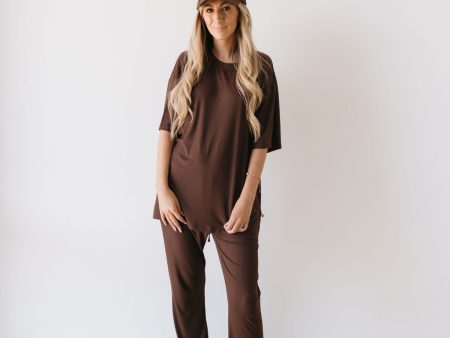 Coffee Bean | Short Sleeve Bamboo Women s Lounge Set Cheap