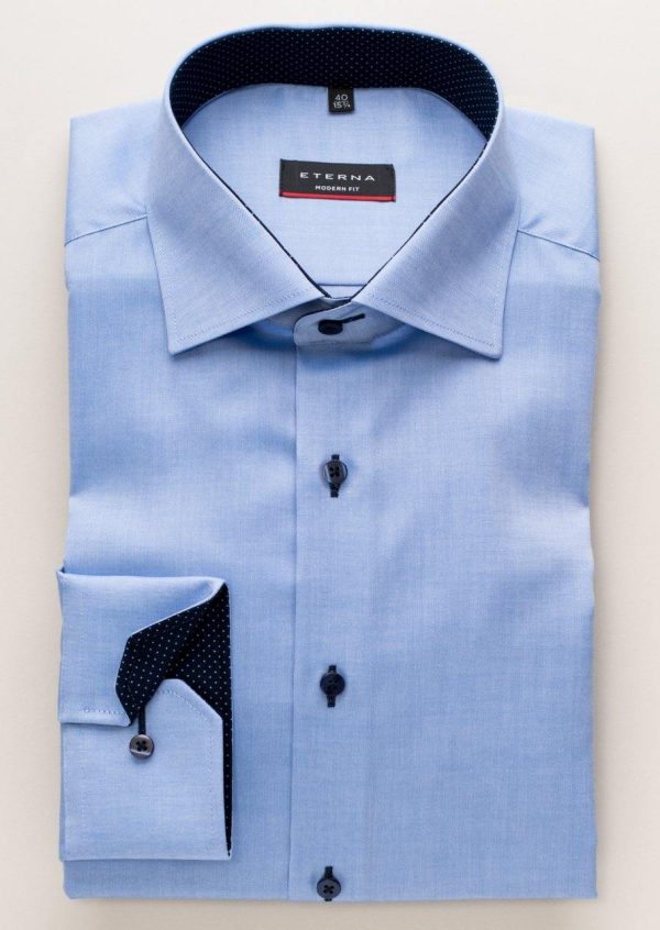 ETERNA - Chemise manches longues Modern Fit - Bleu Online Sale