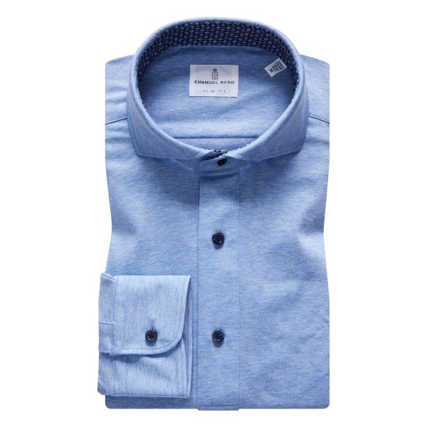 Emanuel Berg - Polo manches longues Premium Jersey Knit - Modern Fit - Bleu Supply