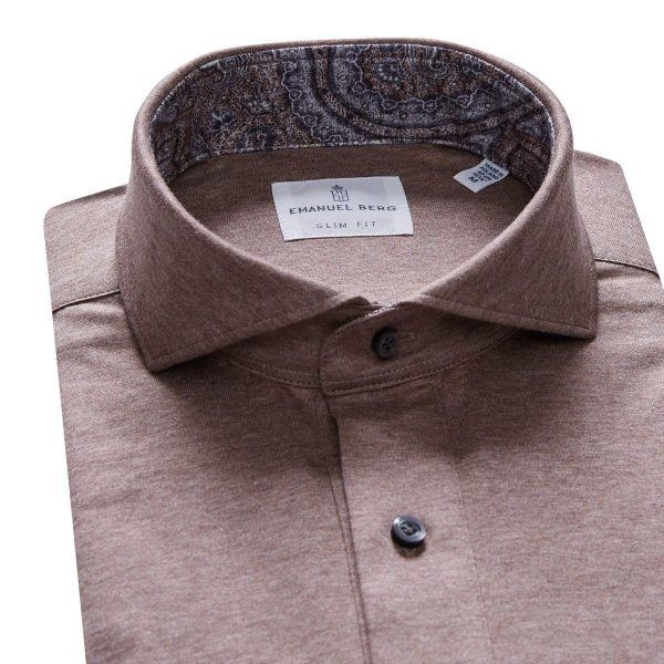 Emanuel Berg - Polo manches longues Premium Jersey Knit - Modern Fit - Chocolat Sale