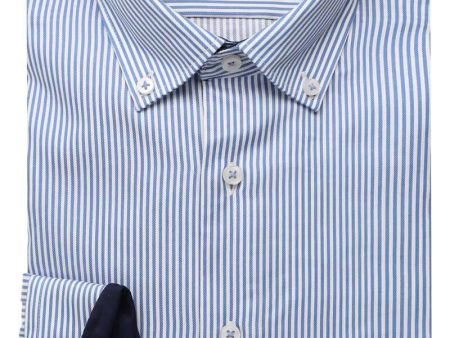 ETERNA - Chemise manches longues rayée Modern Fit - Bleu For Cheap