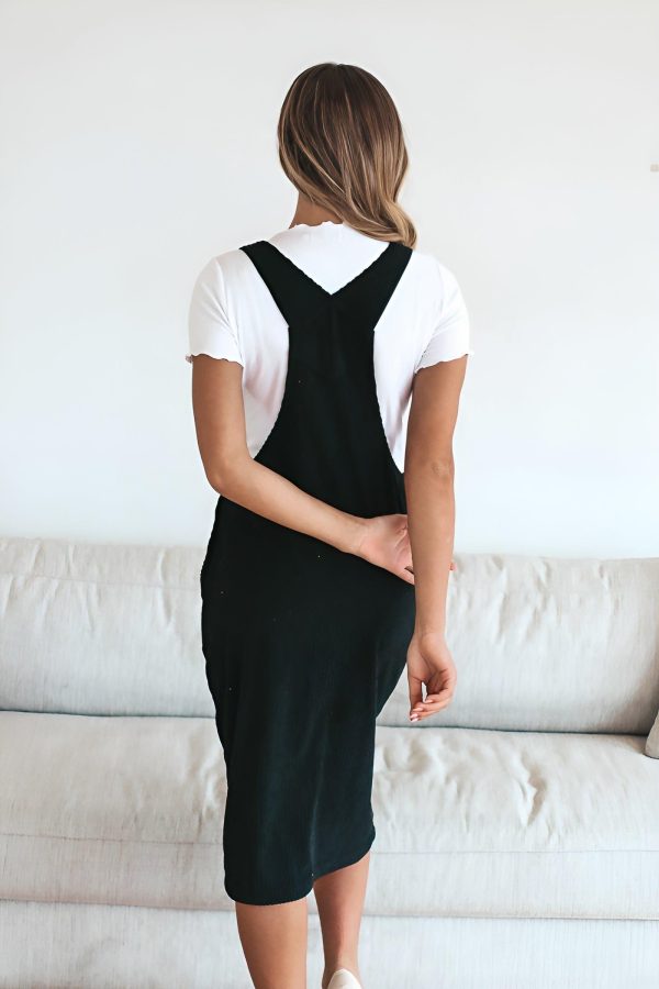 Patty Overall Dress in Black Fashion