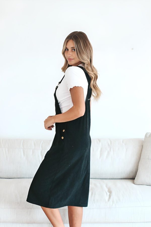 Patty Overall Dress in Black Fashion