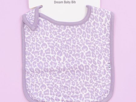 LAVENDER LEOPARD DREAM BABY BIB For Sale