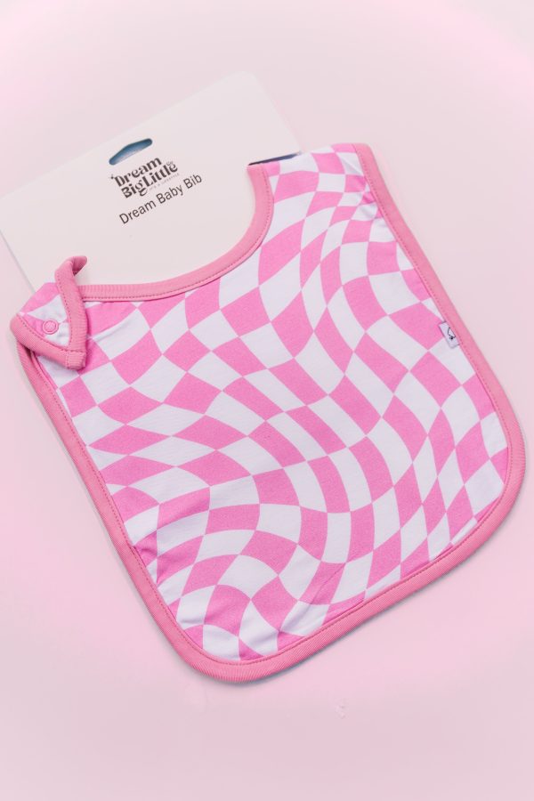 BUBBLEGUM WAVY CHECKERS DREAM BABY BIB Discount