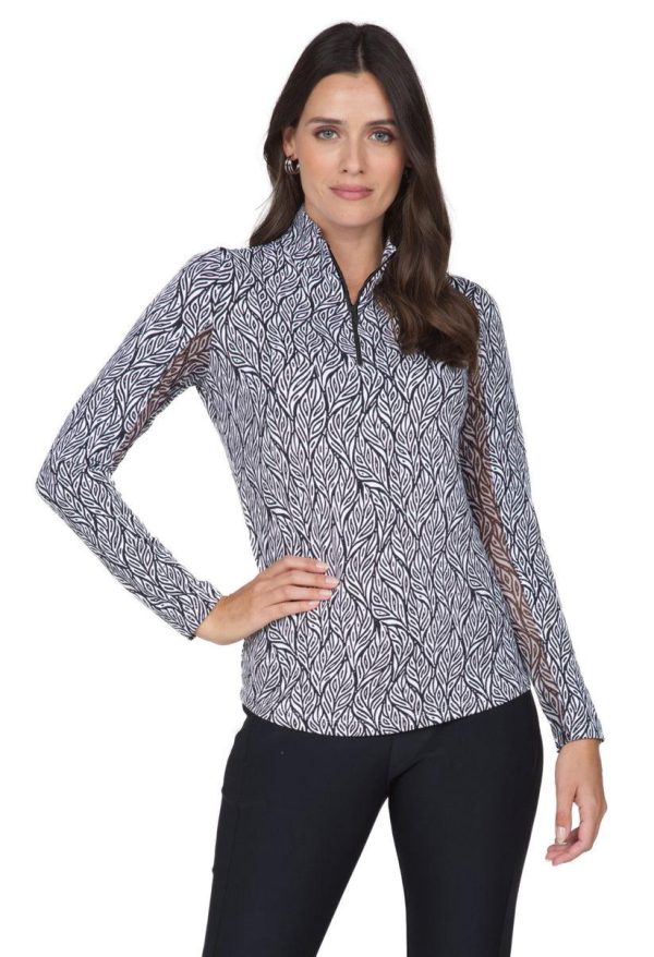 Ibkül - Sally Print Long Sleeve Mock Neck Top – 10655 on Sale